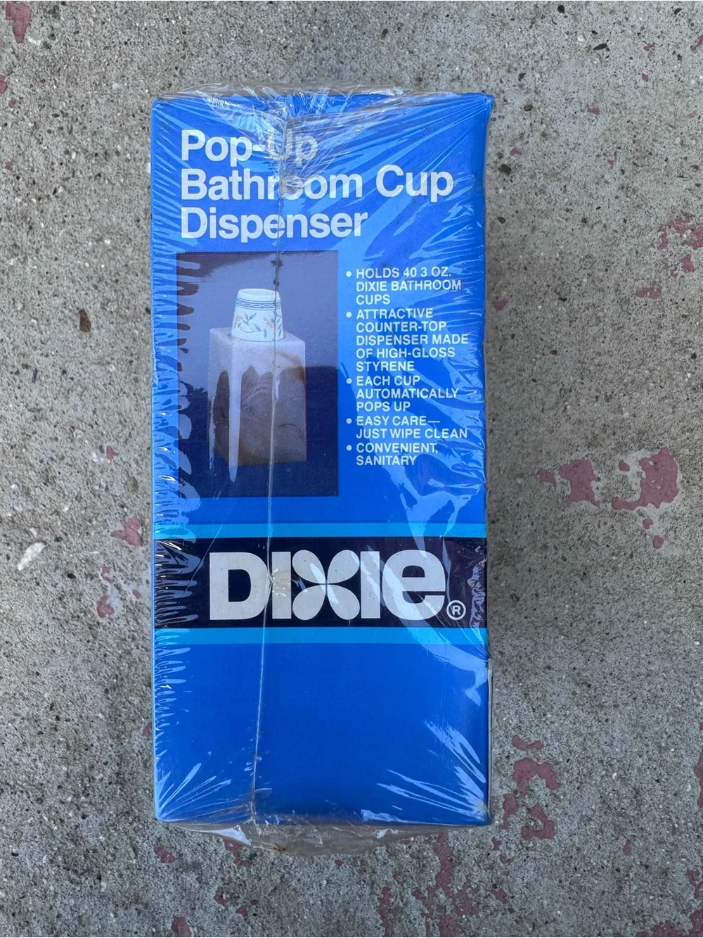 NEW Vintage DIXIE Bathroom Pop-Up Dispenser Marbled w/ 25 - 3oz Cups Floral 1988
